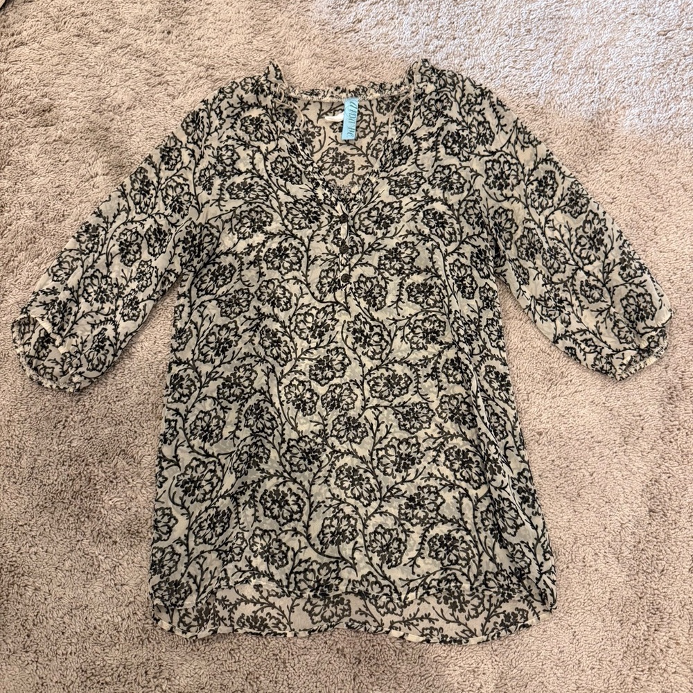 Floral Brown and Cream Women's Top